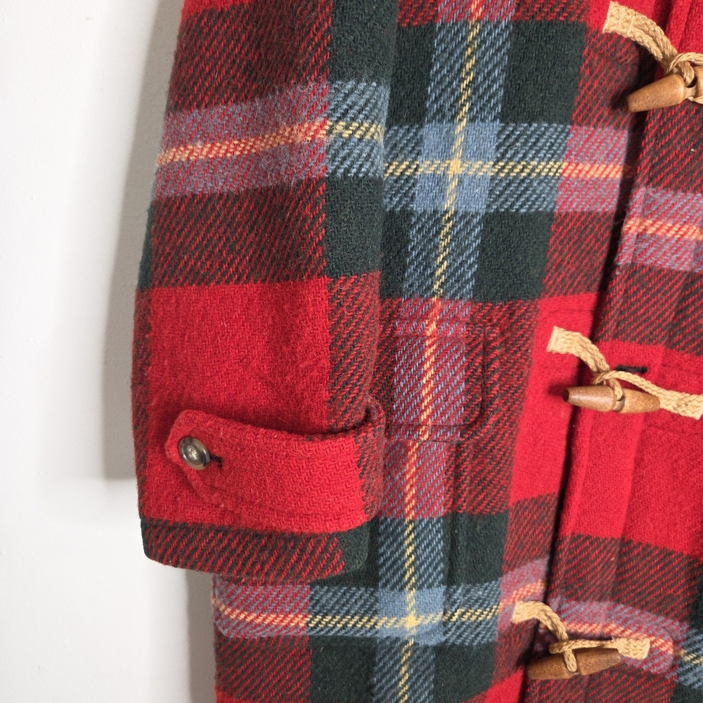 Louren Ralph Lauren Red Plaid Toggle pea Coat wool rare  winter Petite M - Picture 4 of 16